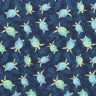 Paradise Bay - Turtles Toss Navy Yardage