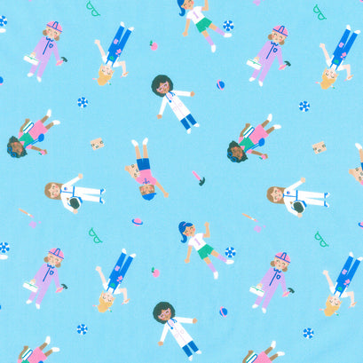 Novelty - Timeless Treasures Women Professions Blue Yardage