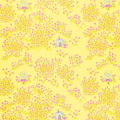 Lucky Rabbit - Fairy House Yellow Yardage