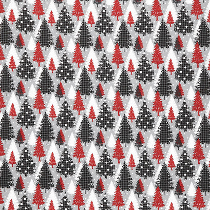 It's Snow Wonder - Christmas Trees Gray Yardage