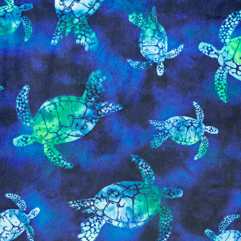 Cuddle® Prints - Bliss Batik Turtles Green Sea Digitally Printed Minky