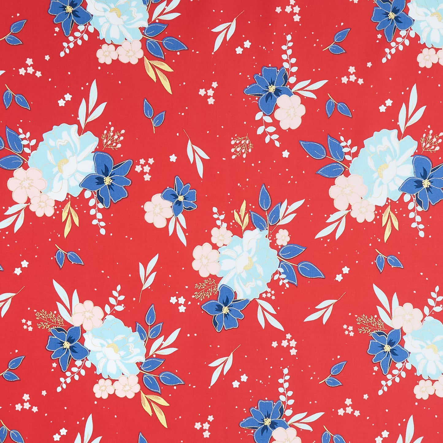 Sweet Freedom - Main Floral Red Sparkle Yardage Primary Image