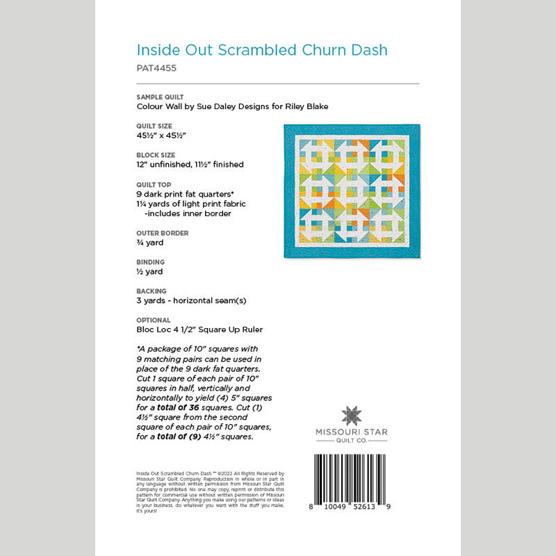 Digital Download - Inside Out Scrambled Churn Dash Quilt Pattern by Missouri Star Alternative View #1