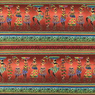 African Sunset - African 11" Stripes Sunset Multi Metallic Yardage