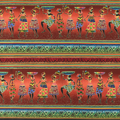 African Sunset - African 11" Stripes Sunset Multi Metallic Yardage