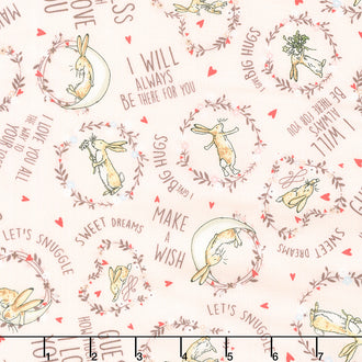 Guess How Much I Love You - Pink Words Light Pink Yardage