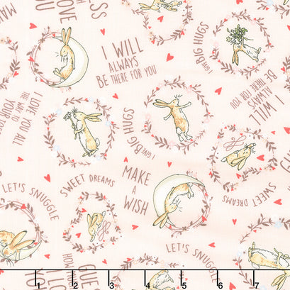 Guess How Much I Love You - Pink Words Light Pink Yardage