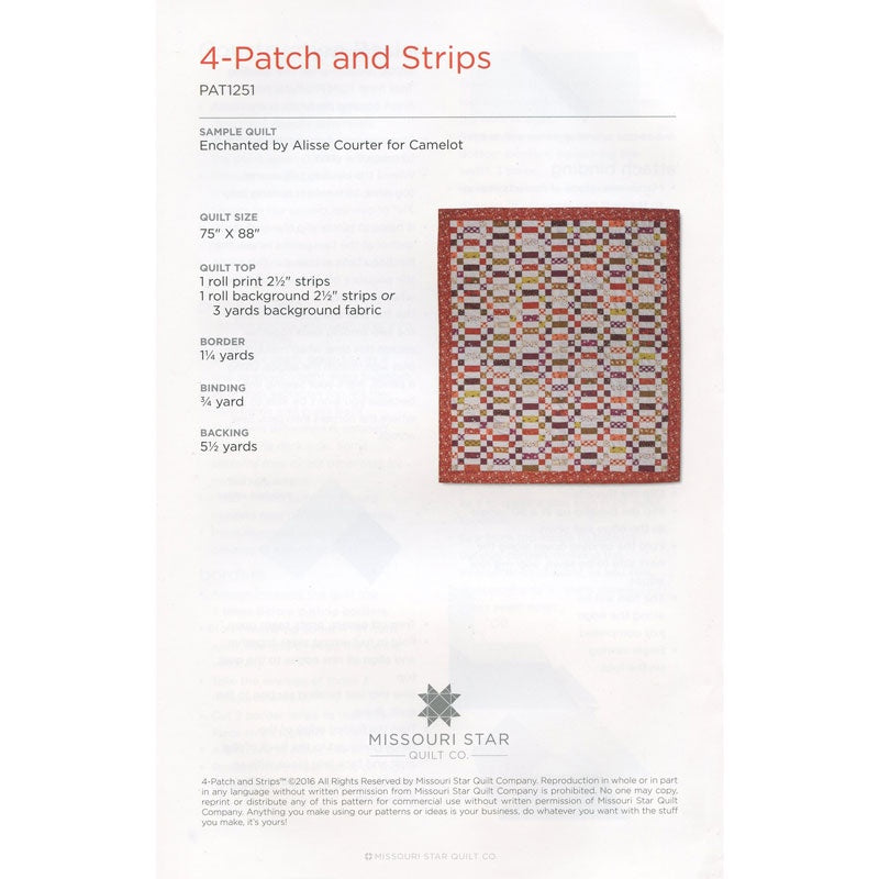 4-Patch and Strips Quilt Pattern by Missouri Star