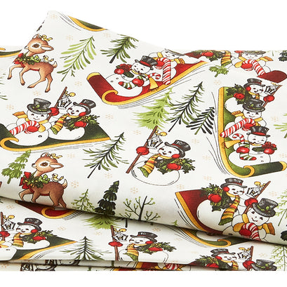 Winter Joy - Snowmen's Down Hill Sled Cream 2 Yard Cut