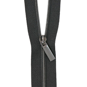 Sallie Tomato #3 Nylon Zippers & Pulls - Black with Gunmetal Coil Primary Image