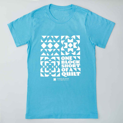 One Block Short of A Quilt T-shirt - Turquoise XL