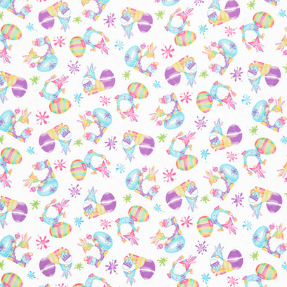 Hoppy Easter Gnomies - Paint Splatter Gnomes And Eggs Multi Yardage