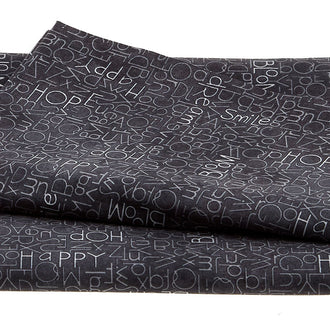 Blue Bird of Happiness - Word Print Black 2 Yard Cut