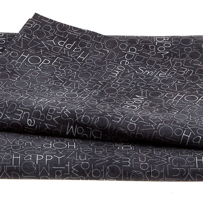 Blue Bird of Happiness - Word Print Black 2 Yard Cut