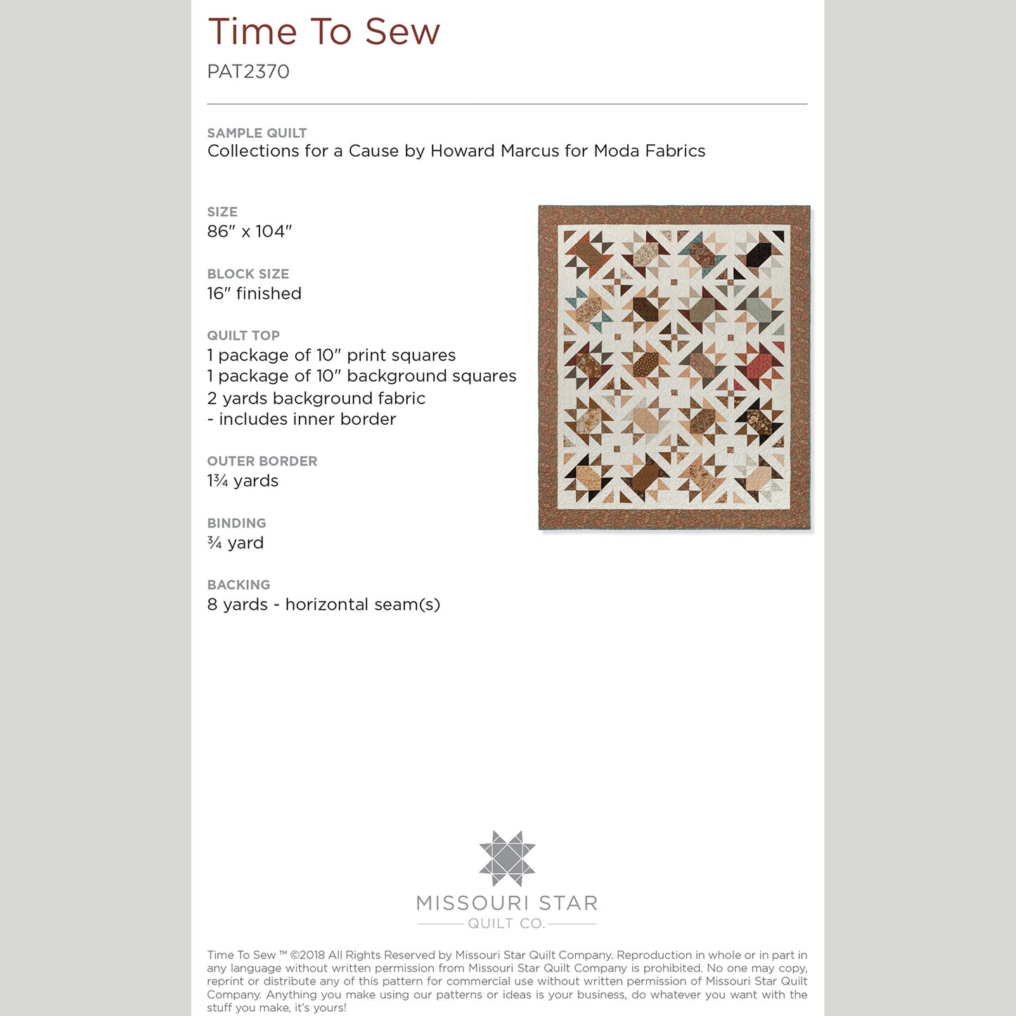 Digital Download - Time to Sew Quilt Pattern by Missouri Star Alternative View #1