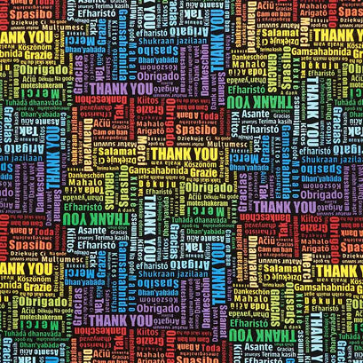 Novelty - Thank You Words Multilingual Multi Yardage