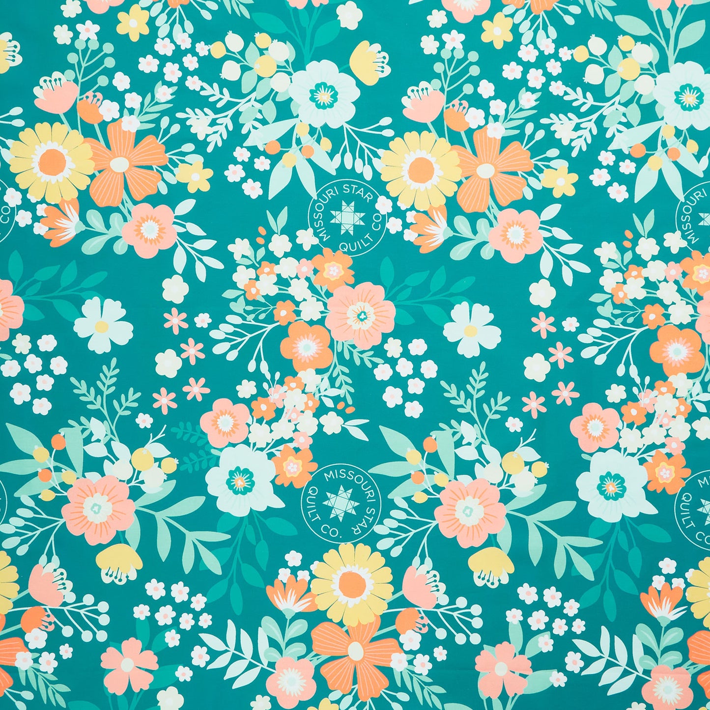Missouri Star Quilt Backs - Quilt Town Large Teal Floral 110" Wide Backing Primary Image