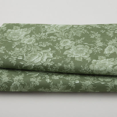 Fleur de Fleur - Tone on Tone Large Floral Green 108" Wide 3 Yard Cut