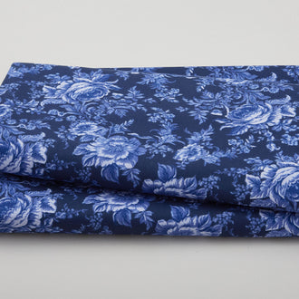 Fleur de Fleur - Tone on Tone Large Floral Cobalt Blue 108" Wide 3 Yard Cut