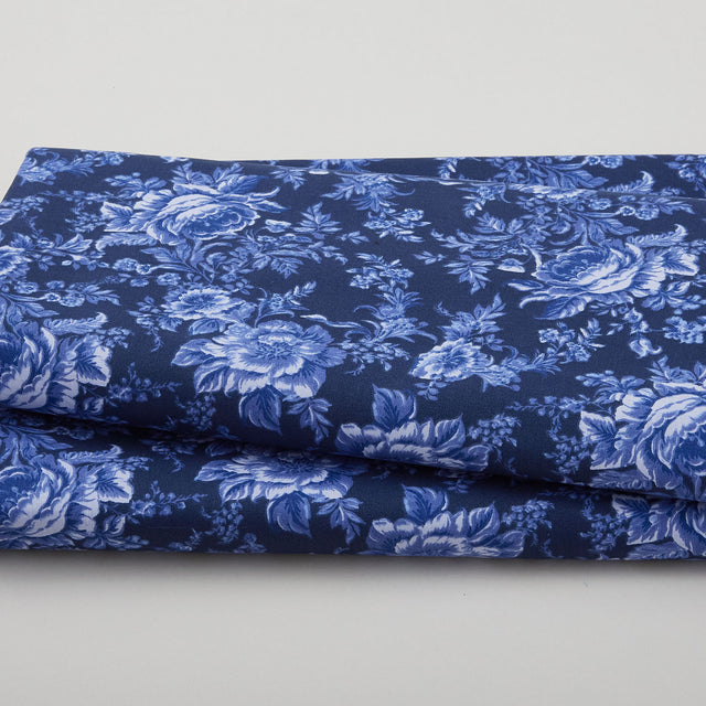 Fleur de Fleur - Tone on Tone Large Floral Cobalt Blue 108" Wide 3 Yard Cut Primary Image
