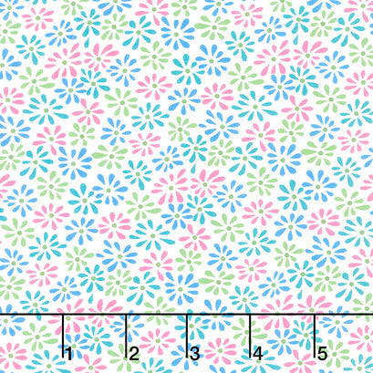 Picnic Pop! - Doodle Flowers Wow White Yardage