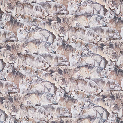 Naturescapes - Winter Gathering Packed Wolves Brown Multi Yardage
