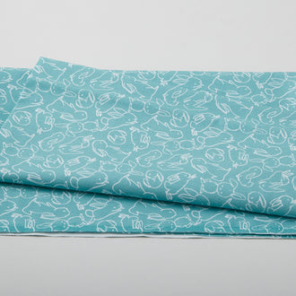 Bunny Sketch Turquoise 2 Yard Cut