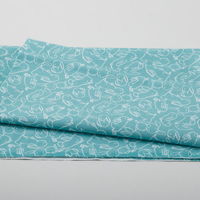 Bunny Sketch Turquoise 2 Yard Cut