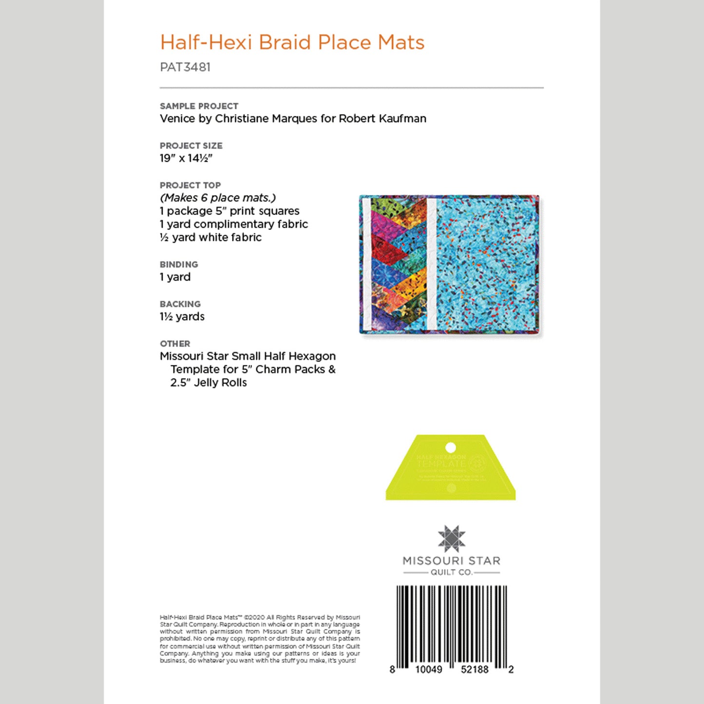 Digital Download - Half-Hexi Braid Place Mats Pattern by Missouri Star Alternative View #1