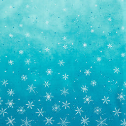 Ombre Flurries Metallic - Snowflakes Turquoise Yardage Primary Image