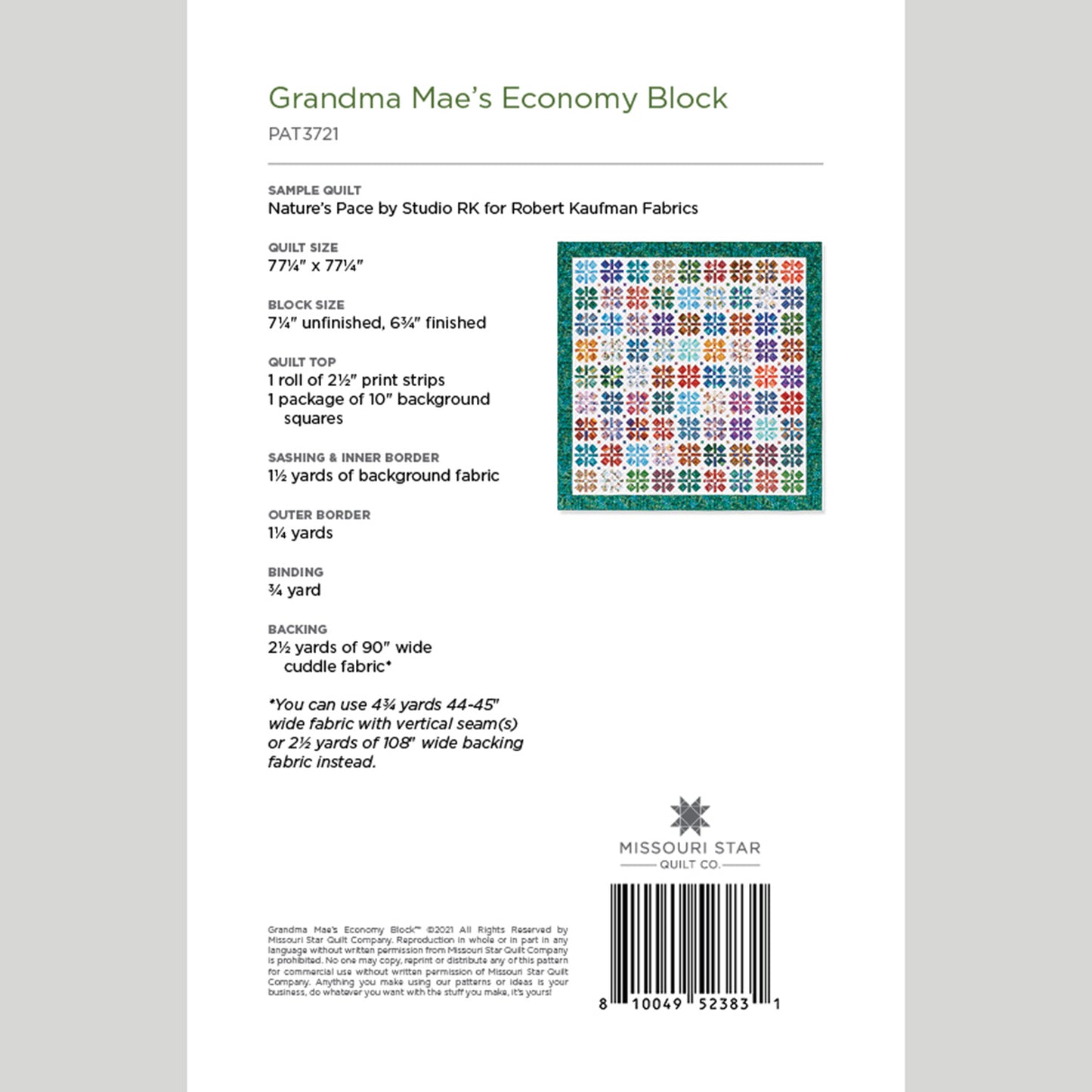 Digital Download - Grandma Mae's Economy Block Quilt Pattern by Missouri Star Alternative View #1