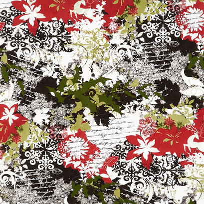 Peppermint Bark - Holiday Collage Dark Chocolate Yardage