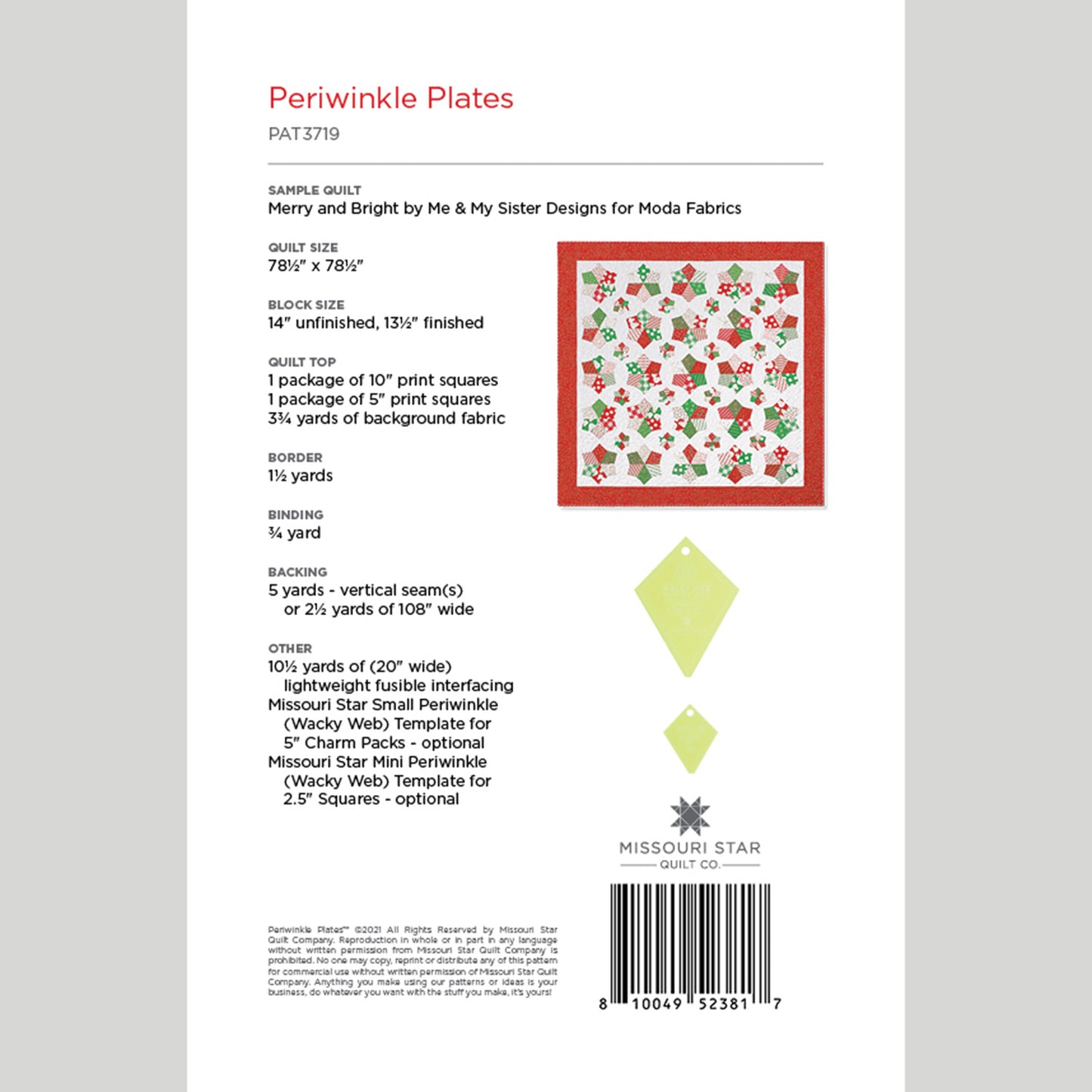 Digital Download - Periwinkle Plates Quilt Pattern by Missouri Star Alternative View #1