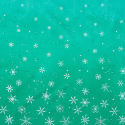 Ombre Flurries Metallic - Snowflakes Kelly Yardage Primary Image