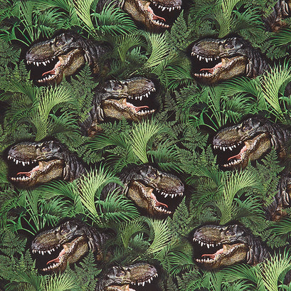 Novelty - Dinosaurs in the Forest Green Yardage