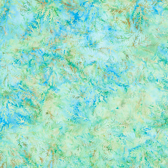 Morning Glory Batiks - Sprig Multi Turquoise Green Yardage
