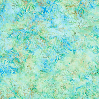 Morning Glory Batiks - Sprig Multi Turquoise Green Yardage