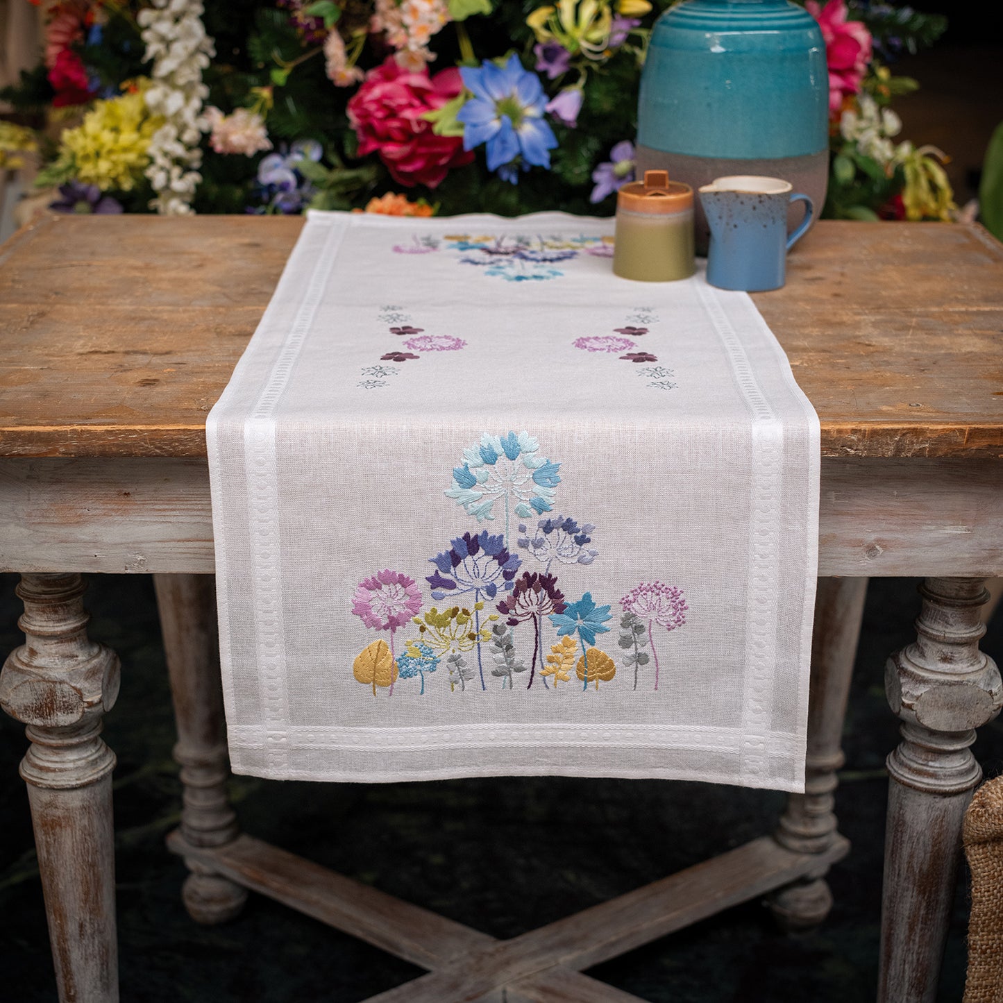 Allium in Blue & Purple Table Runner Embroidery Kit Alternative View #1