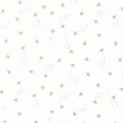 Daisy Fields - Bees Cloud Metallic Yardage