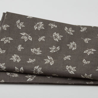 Welcome to the Cabin - Crispy Leaves Charcoal 2 Yard Cut