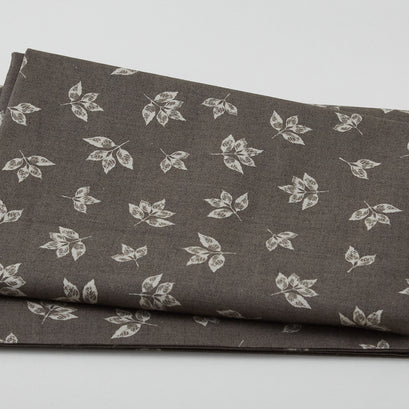 Welcome to the Cabin - Crispy Leaves Charcoal 2 Yard Cut