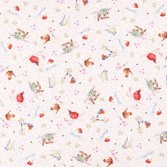 Bramble Patch - Tossed Birds Pink Yardage