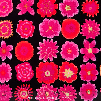 Kaffe Collective - Jewel Button Flowers Black Yardage