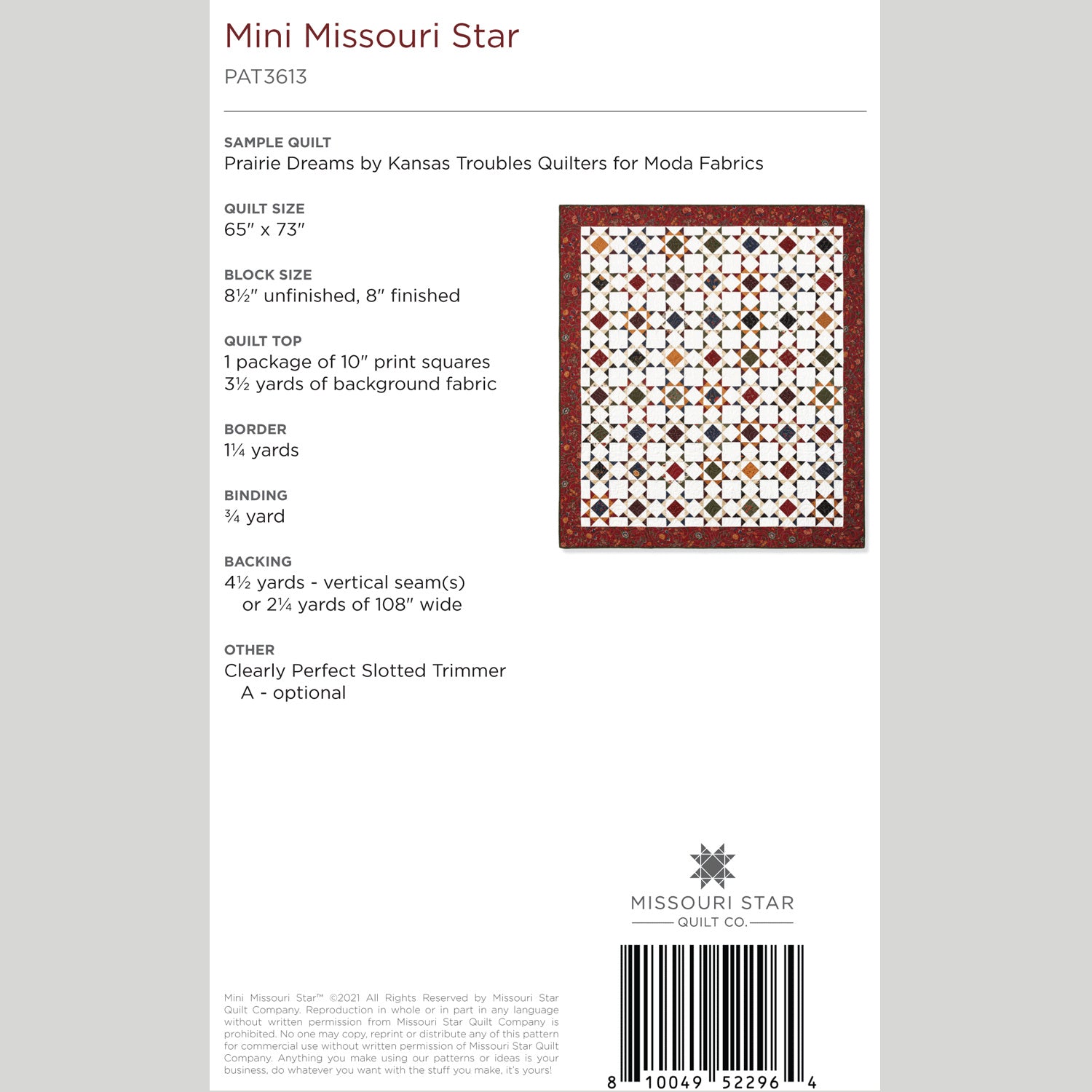Digital Download Mini Missouri Star Quilt Pattern by Missouri Star