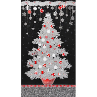 Holiday Flourish Scarlet - Christmas Tree Onyx Metallic Panel