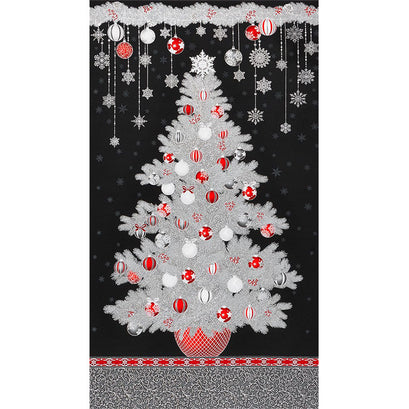 Holiday Flourish Scarlet - Christmas Tree Onyx Metallic Panel
