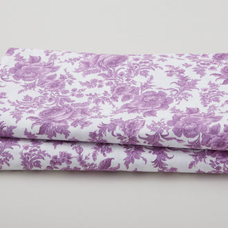 Fleur de Fleur - Large Floral on White Lilac 108" Wide 3 Yard Cut