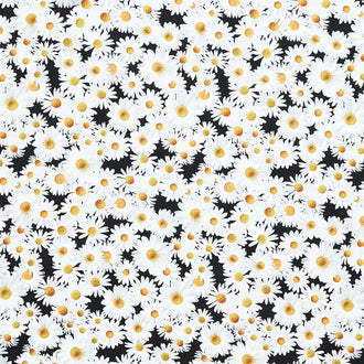 Advice from a Sunflower - Blooming Packed Daisys Black Yardage
