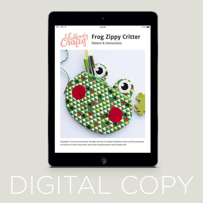 Digital Download - Frog Zippy Critter Pouch Pattern Primary Image
