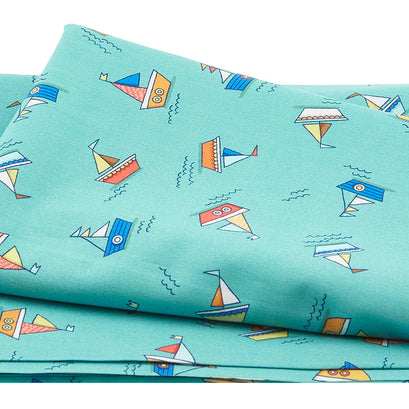 Make Splash - Row Boats Turquoise 2 Yard Cut